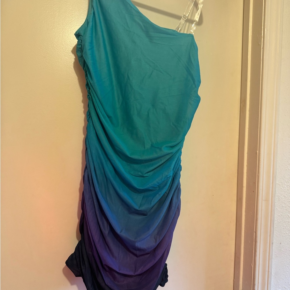 Source Unknown One Shoulder Blue and Purple Dress